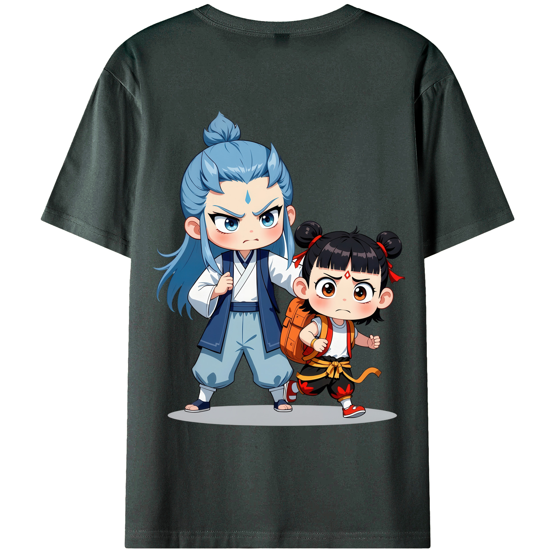 （画像用） Ne Zha 2 ナタ 魔童の大暴れ 綿100％ メンズ半袖Tシャツ（バックプリント） 通気性